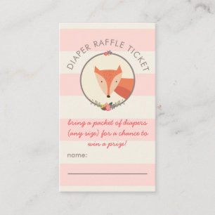 Fox Girl Baby Shower Games Diaper Raffle Ticket Enclosure Card