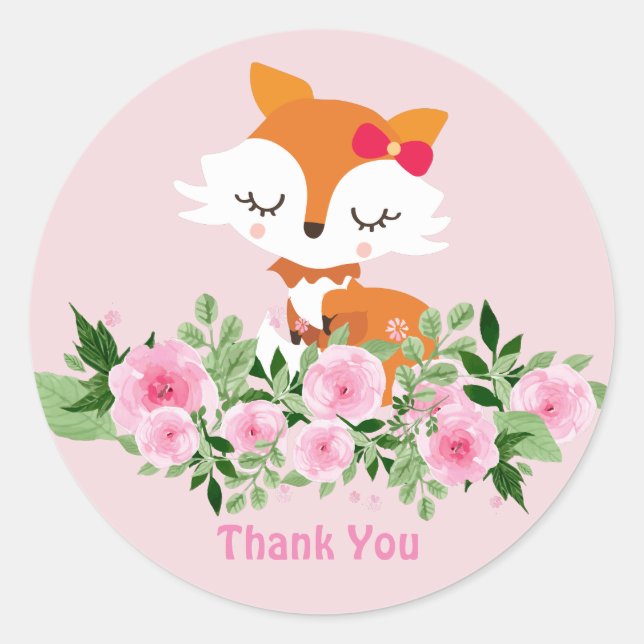 Fox Glossy Classic Round Sticker (Front)