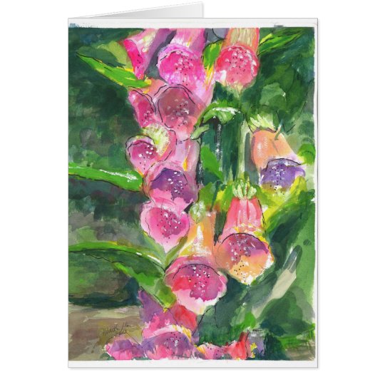 Fox glove flowers card