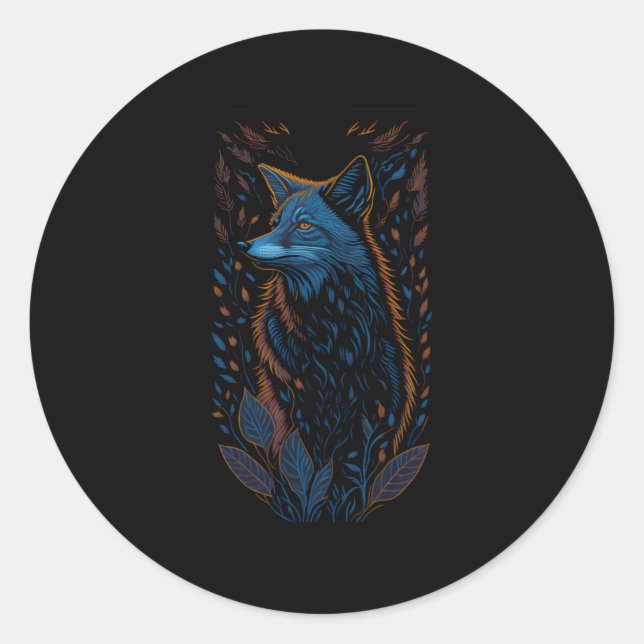 Fox Goblincore Nature Dark Woods Classic Round Sticker (Front)