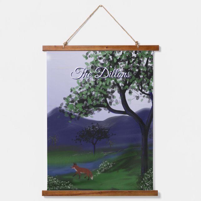 Fox Grove Personalized Wood Topped Wall Tapestry (Front)