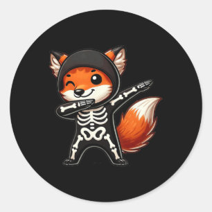 Fox Halloween Skeleton Kids Women Men Fox Classic Round Sticker