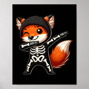 Fox Halloween Skeleton Kids Women Men Fox Poster