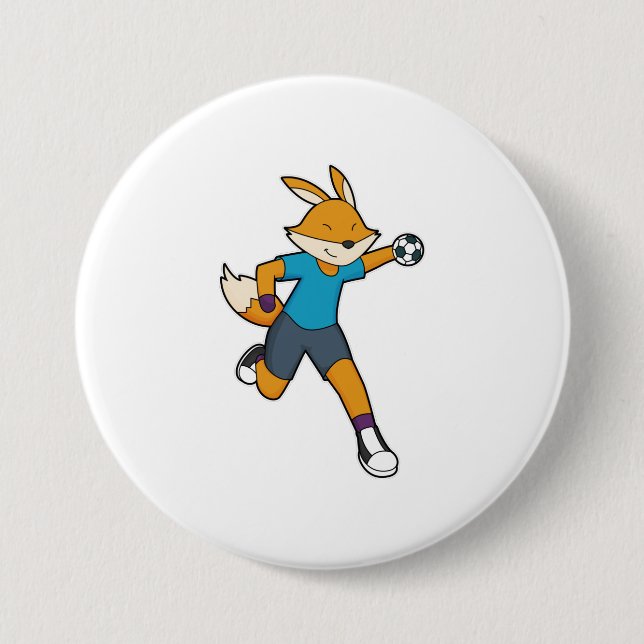 Fox Handball player Handball 3 Inch Round Button (Front)