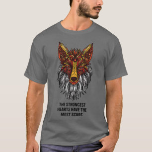 Fox Head Strength Heart Scars Quote Mandala Premiu T-Shirt