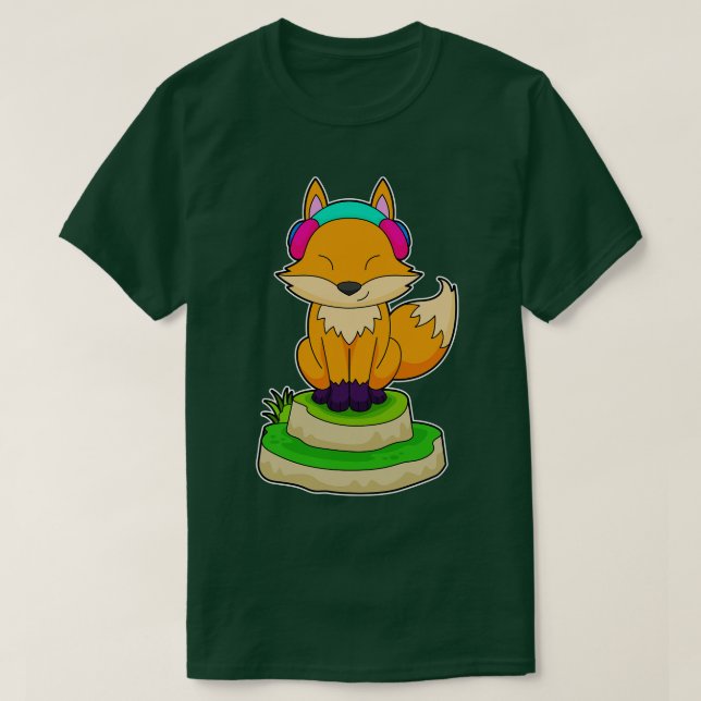 Fox Headphone Music  T-Shirt (Design Front)