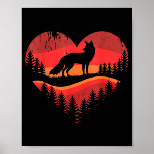 Fox Heart Valentines Animal Fox Lover Men Women Gi Poster