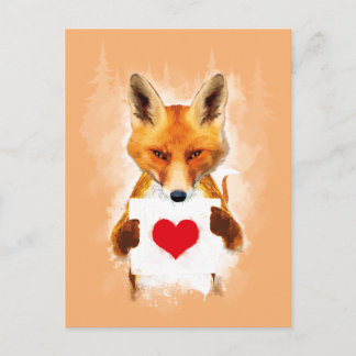 Fox holding a Heart – I Love You! Postcard