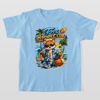 Fox Hoops Club Kids T-Shirt | Cute Summer Basketba