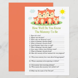 Fox How well do you know baby shower game