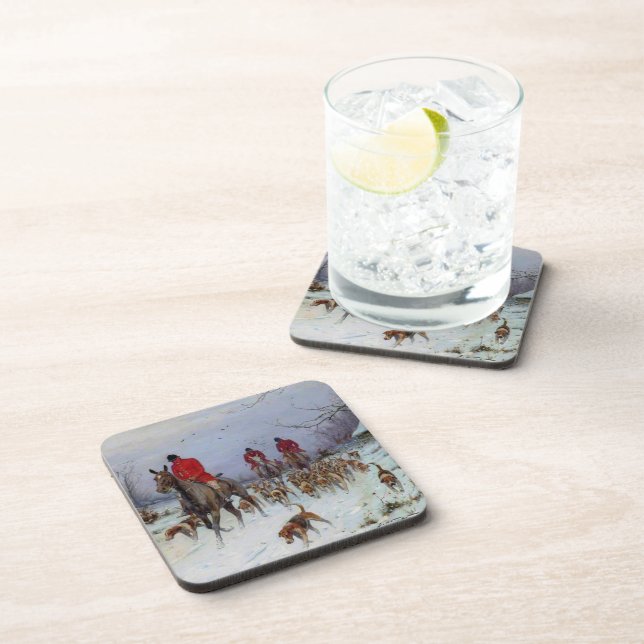 Fox Hunt Huntsmen and Hounds Returning Home  Coaster (Right Side)