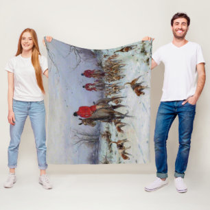 Fox Hunt Huntsmen and Hounds Returning Home Fleece Blanket