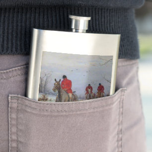 Fox Hunt Huntsmen and Hounds Returning Home Hip Flask