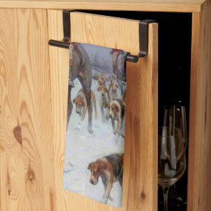 Fox Hunt Huntsmen and Hounds Returning Home Kitchen Towel