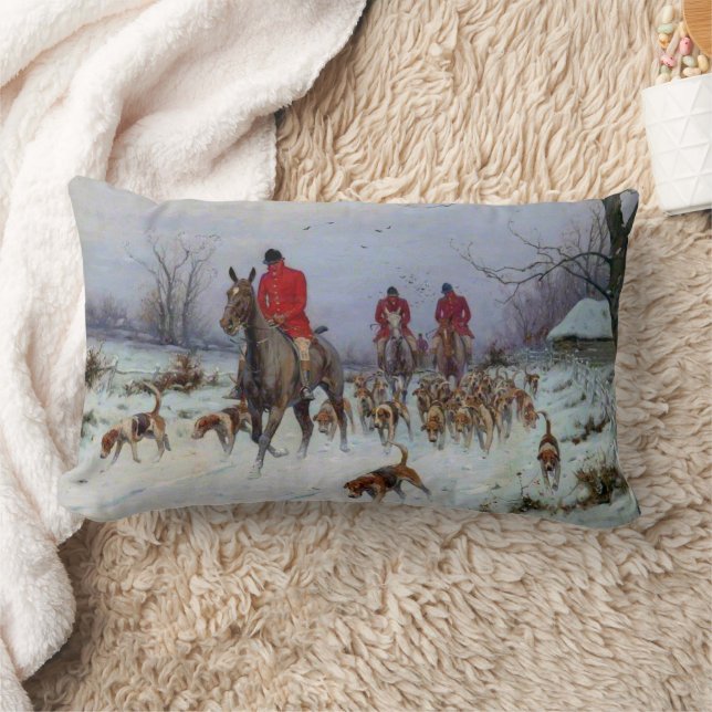 Fox Hunt Huntsmen and Hounds Returning Home  Lumbar Pillow (Blanket)