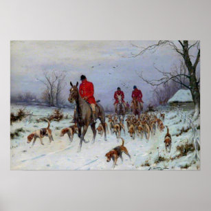 Fox Hunt Huntsmen and Hounds Returning Home  Poster