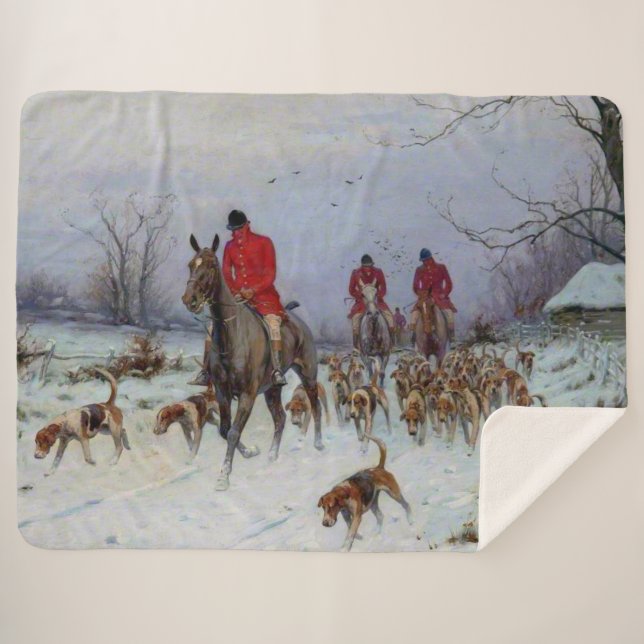Fox Hunt Huntsmen and Hounds Returning Home Sherpa Blanket (Front (Horizontal))