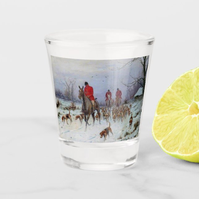 Fox Hunt Huntsmen and Hounds Returning Home Shot Glass (Front)
