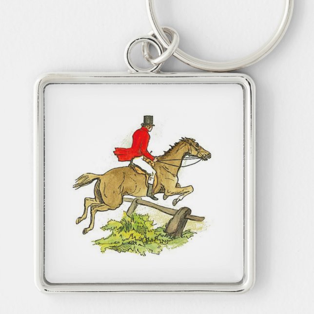 Fox Hunt Jumper Hunter Horse Riding Keychain (Front)