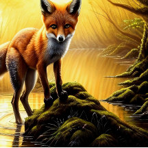 Fox hunting during a beautiful sunset