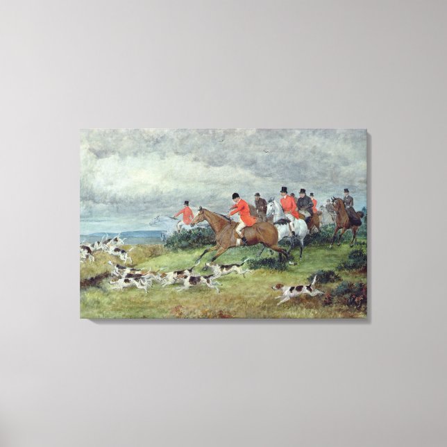 Fox Hunting in Surrey, 19th century Canvas Print (Front)