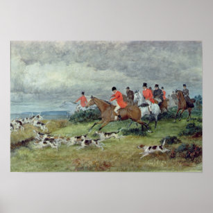 Fox Hunting in Surrey, 19th century Poster