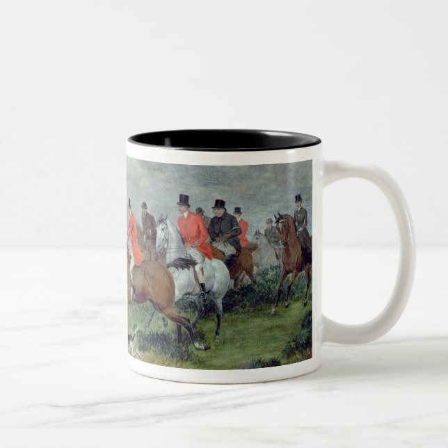 Fox Hunting in Surrey, 19th century Two-Tone Coffee Mug (Right)