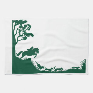 Fox Hunting Silhouette Kitchen Towel