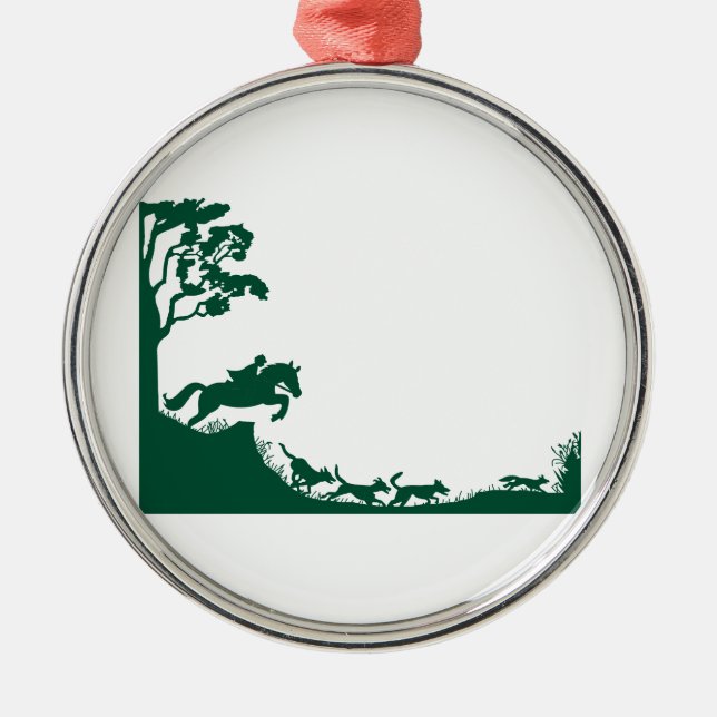Fox Hunting Silhouette Metal Ornament (Front)