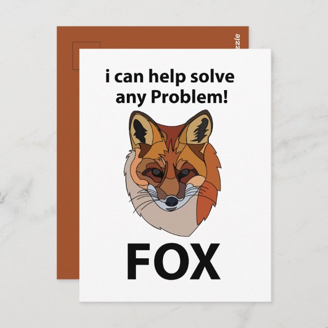Fox I Can Help Solve Any Problem Funny Fox Postcard (Front/Back)
