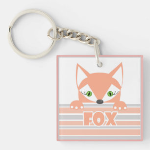 Fox illustration kids childish toy print keychain