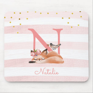 Fox Illustration Mother To Be Of A Baby Girl Mouse Pad