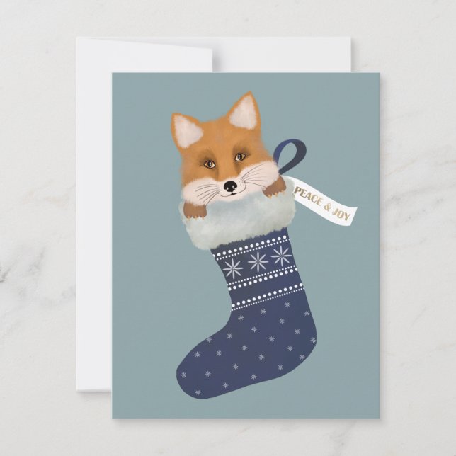 Fox in a Christmas Stocking Holiday Card (Front)
