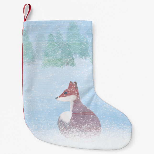 Fox in a Snowy Forest Stocking (Front)