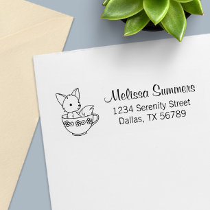Fox in a Teacup Address Self-inking Stamp