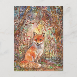 Fox in Autumn Woods Postcard