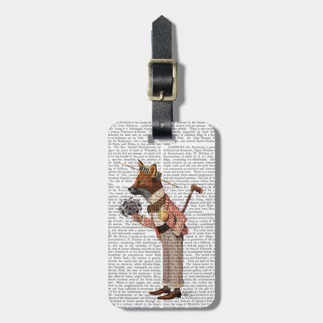 Fox in Boater Luggage Tag (Front Vertical)