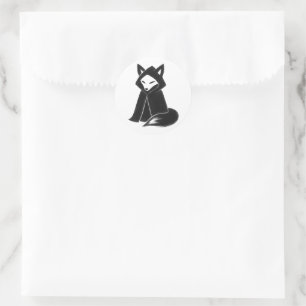 Fox in Cloak – Mysterious Animal on Classic Round Sticker