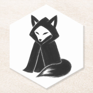 Fox in Cloak – Mysterious Animal on Paper Coaster