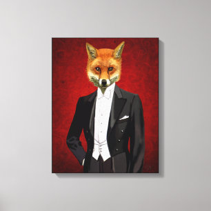 Fox In Evening Suit, Portrait Canvas Print