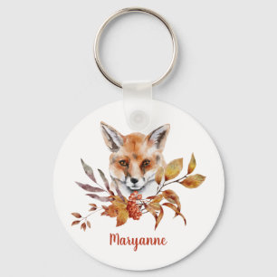 Fox in Fall / Autumn Leaves Keychain