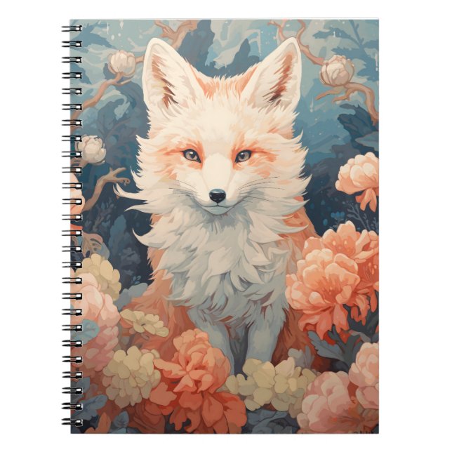 Fox In Forest Beautiful Floral Fox Notebook (Front)
