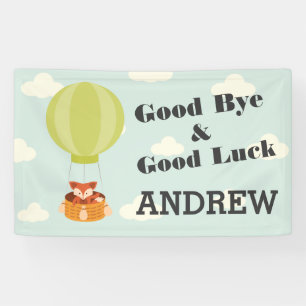 Fox in Hot Air Balloon Good Bye Personalized Banner