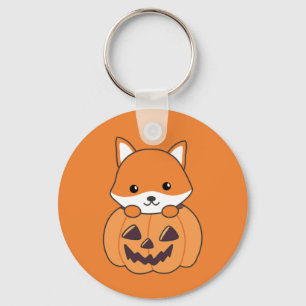 Fox In Pumpkin Sweet Foxes Happy Halloween Keychai Keychain