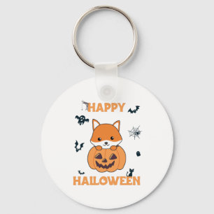 Fox In Pumpkin Sweet Foxes Happy Halloween Keychain
