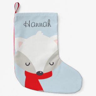 Fox in Scarf Personalized Small Christmas Stocking