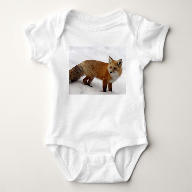 Fox in snow baby bodysuit (Front)