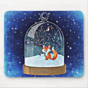 Fox in Snow Globe Mousepad