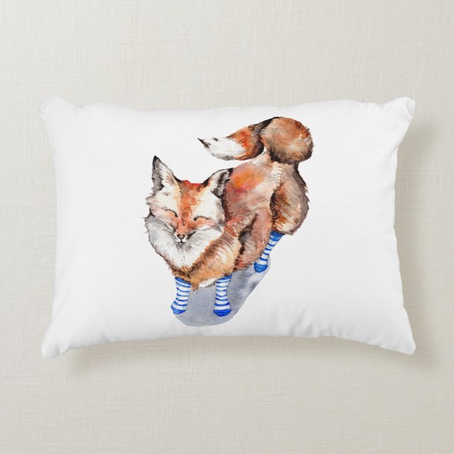 Fox in Socks Decorative Pillow (Front)