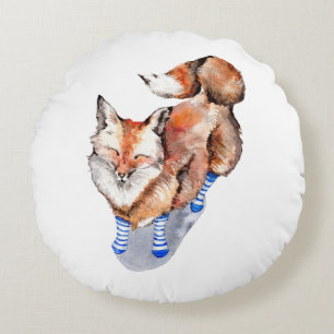 Fox in Socks Round Pillow